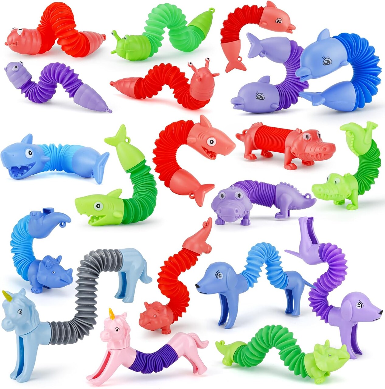 20Pcs Animal Pop Tubes,Easter Fidget Toys for Toddlers,Party Favors, Carnival Prizes, Valentine's Day Birthday Gifts, Sensory Toys for Kids 3-8, Piñata Stuffers, Autism Toys